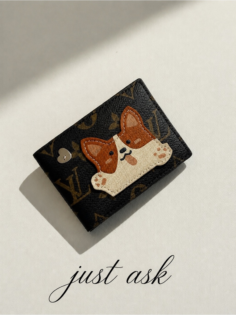 Dog Wallet with Brown & Cream Corgi Patch